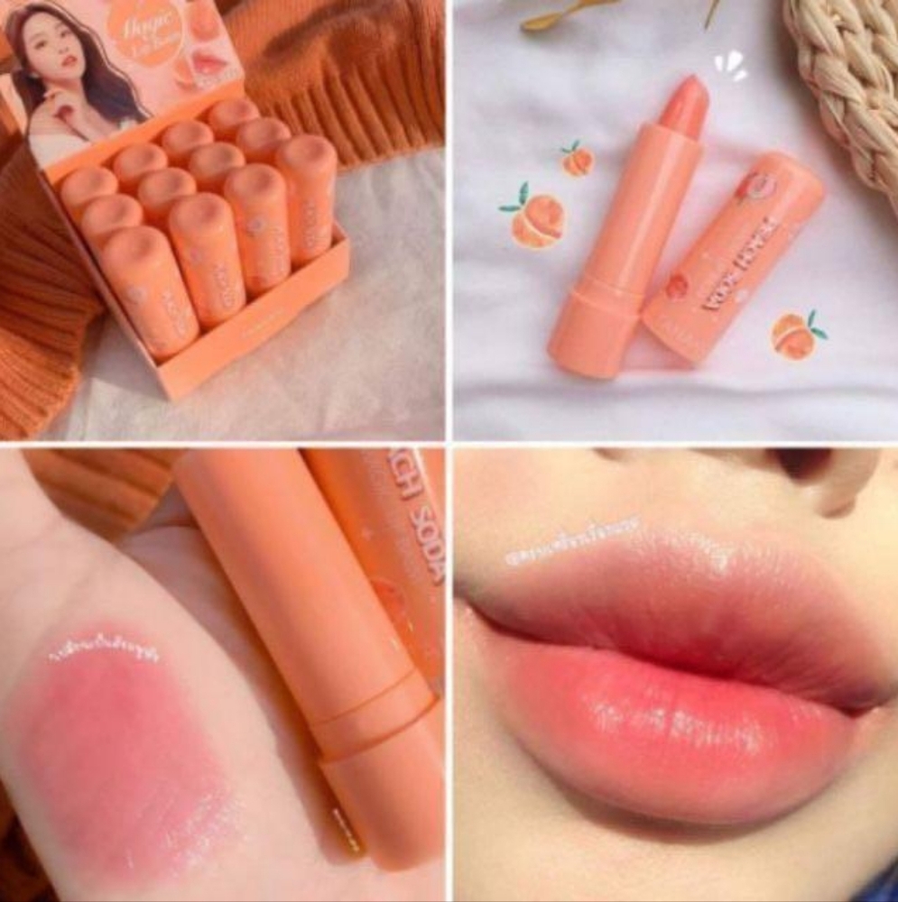 🍑 Peach Soda Lip Balm- PINK TEMPERATURE CHANGING LIPSTICK 💋🍑